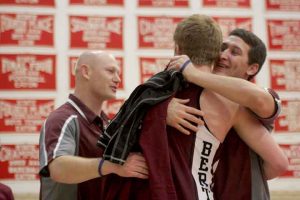 Berthoud's Devin Vise is congratulated after his third-place regionals finish.  Karen Fate / The Surveyor