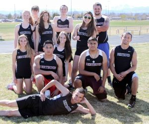 BHS seniors competed in the Max Marr Track and Field Invitational for the last time this past Saturday. Back row: Olivia Eppler, Luke Spitz, Emily Voll, Gage Hope, Lexy Seeley, Ivan Gaitlin Warehime. Second row: Kiah Leonard, Erick Hernandez, Lydia Lind, Sebastian Gonzalez, Michael Woodiel, and Triple Wadsworth (front). Photo courtesy of Kim Skoric 