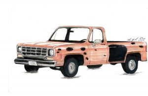 Investigators are seeking the public’s help in locating a 1970s model, full-size, single cab Chevrolet or GMC pickup truck. The pickup is one color, faded orange, and has a large spot of black primer on the driver’s side body, behind the driver’s door. The truck is described to have a full-size bed, possibly a 1973-1979 model GM pickup with round headlights.  Courtesy of Larimer County Sheriff's Office  