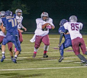 Berthoud offensive linemen Eric Montes runs the ball during the final play of the game against the Frederick Warriors on Oct. 23 in Frederick. Jan Dowker / The Surveyor