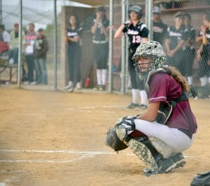 Spartans starting catcher Hannah Langer is taking a leadership role in her senior year as the team looks to fi ll fi ve starting spots opened by graduating seniors last spring, including two star pitchers. Surveyor file photo / John Gardner