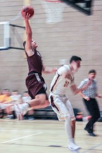 Berthoud's Karsten Bump goes up for a shot during the Spartans game this past weekend.  Angie Purdy / The Surveyor