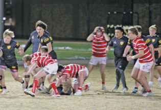 Berthoud boys ruck, maul and scrum in Greeley